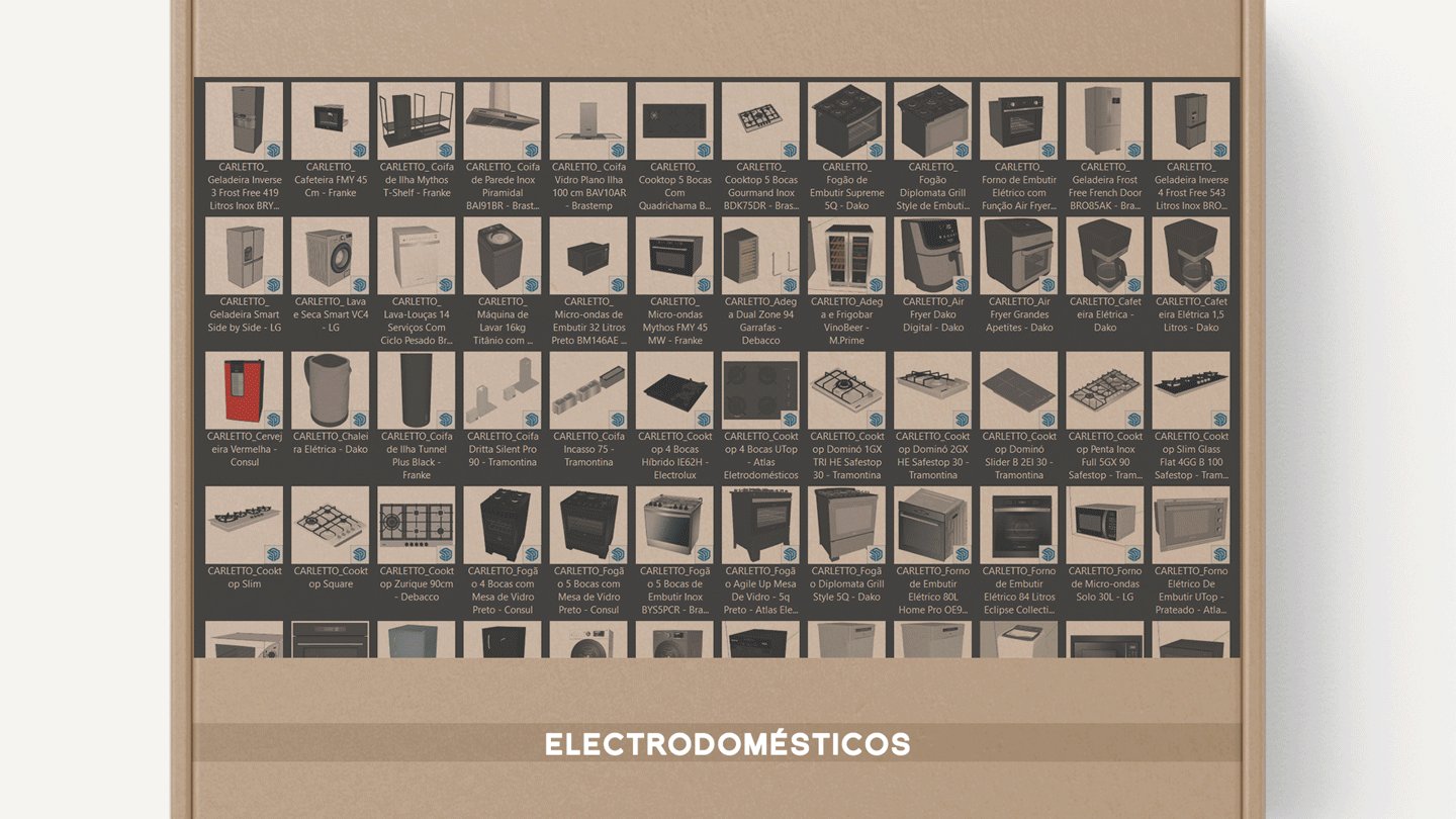 Contenido del pack de bloques 3D de la Biblioteca Carletto