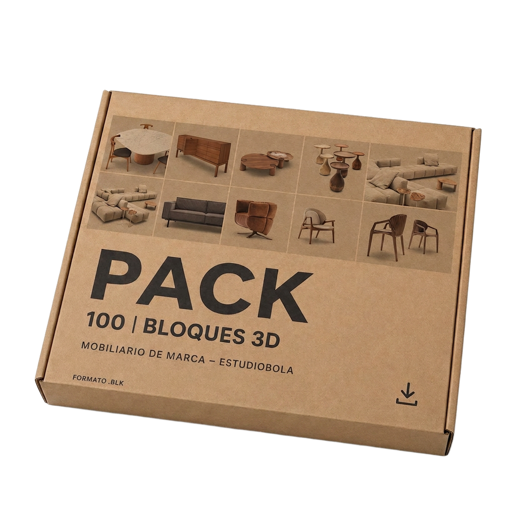 Pack Carletto · 100 bloques 3D de mobiliario de marca Estudiobola